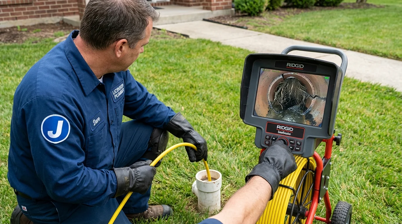 Sewer camera inspection being performed by Johns Plumbing LLC in Wheeling